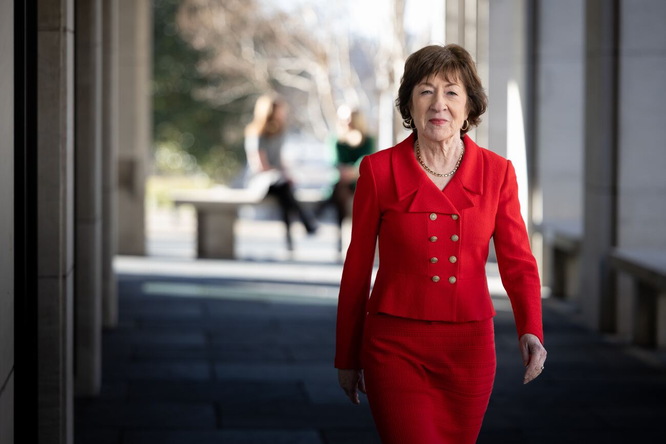 Senator Collins walking to work at the Capitol