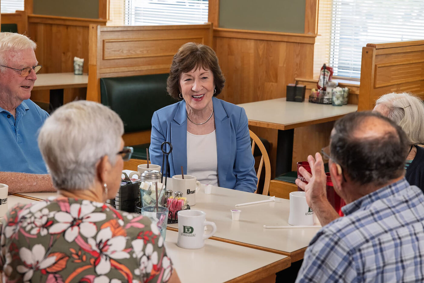 Senator Collins talking with Mainers at a local diner
